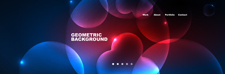 Neon glowing bubbles, circles magic energy space light concept, abstract background wallpaper design