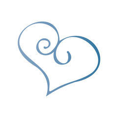 Simple blue doodle heart. Isolated design element for valentine's day, wedding, romance