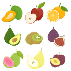 Fototapeta na wymiar set of fruits element