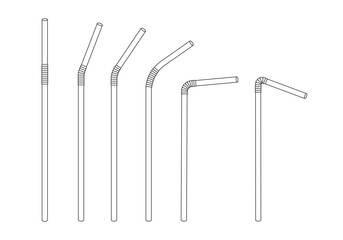 Straw drink beverage collection vector set