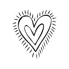 Simple vector doodle heart. Abstract illustration for design. Element for creating patterns, postcards, sublimations, decor. Valentine's day, love, wedding, relationship
