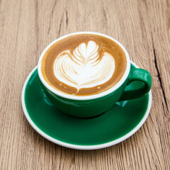 A cup of hot cappuccino 