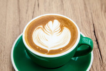 A cup of hot cappuccino 