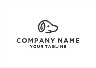 Dog and Leaf Logo Design Vector