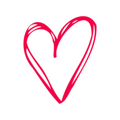 Simple red vector doodle heart. Abstract illustration for design. Element for creating patterns, postcards, sublimations, decor. Valentine's day, love, wedding, relationship