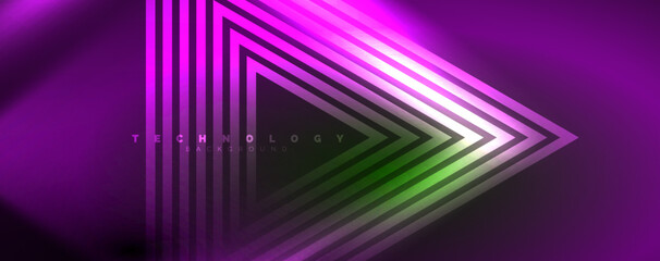 Neon glowing techno lines, hi-tech futuristic abstract background template. Vector illustration for wallpaper, banner, background, leaflet, catalog, cover, flyer