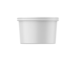 Blank cosmetics round plastic jar container for branding and mockup, 3d render illustration.