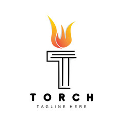 Torch Logo, Fire Design, Letter Logo, Product Brand Icon