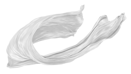 Beautiful flowing fabric of white wavy silk or satin. 3d rendering image.