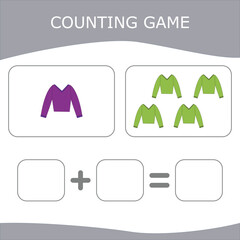 Counting Game for Preschool Children. Count how many colorful t-shirt
