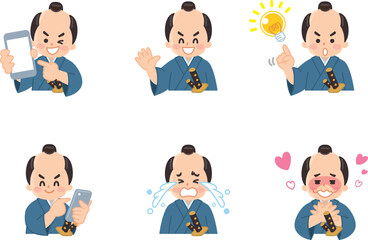 ちょんまげのお侍さん　武士　サムライ　表情パターンセット