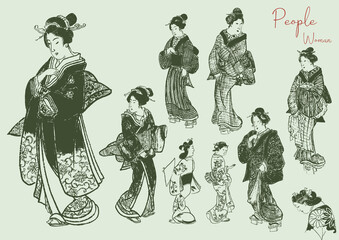 bijinga　ukiyoe　japanese art　美人画　女性　浮世絵　日本画　着物　姫　主婦　商人　町人　日本人　侍　武士　農民　歴史　江戸時代