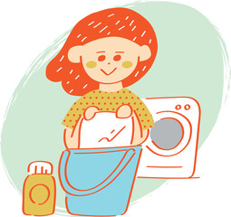 生乾きの洗濯物が臭っているイラスト