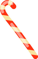 Christmas sweets. Candy cane. Candies for children for the new year. Treats for guests at the party. Hollow lollipop. Traditional symbol of the new year. Simple, modern, flat style. Isolated.