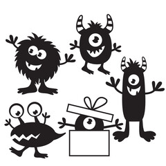 black and cartoon monster