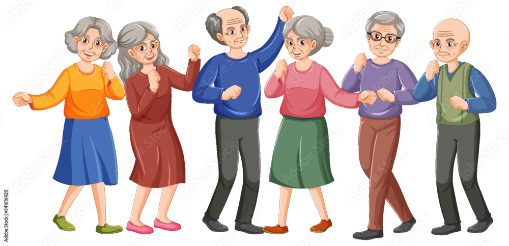 Wall mural Group of elderly people dancing