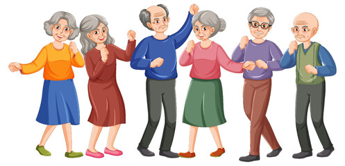 Group of elderly people dancing