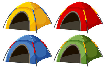 Camping tent in different colour set