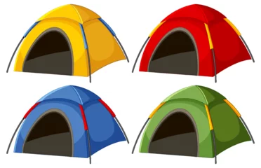 Peel and stick wall murals Kids Camping tent in different colour set