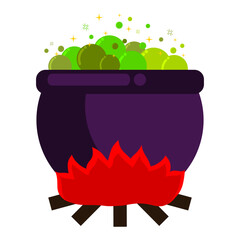 The magic potion in the witch's cauldron. Magic potion for halloween. Vector illustration