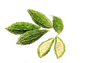 Bitter melon isolated on white background, Vegetable for Thai Cuisine
