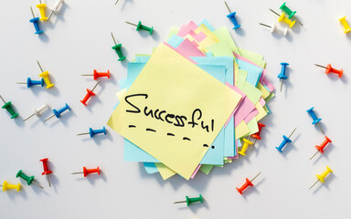 Successful concept handwritten word on a yellow sticky note