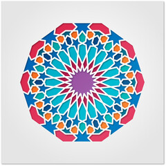 Mosaic islamic geometric mandala ornament Free Vector
