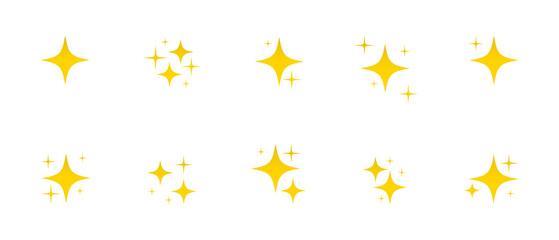 Stars Sparkle Twinkle Shiny Flash Icon Set - Different Isolated Illustrations