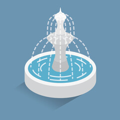 アイソメトリック_立体的な噴水のイラスト