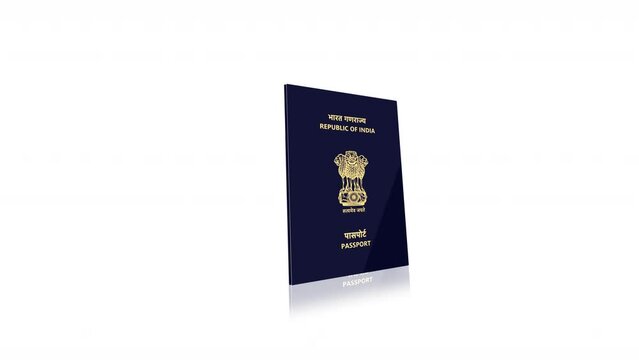 India Passport Animation 4K Footage, Indian Passport 3D Animation