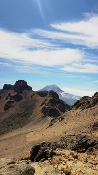 Popocatepetl volcano view from Iztaccihuatl in Mexico