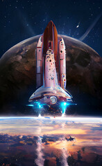 Naklejka premium rocket in space