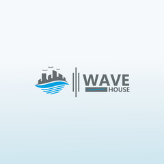 Wave home real estate vector logo design