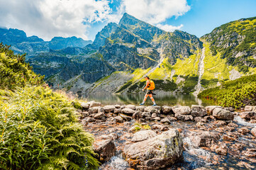 Tatra National Park in Poland. Tatra mountains panorama,  Hiking in Gasienicowa valley (Hala Gasienicowa) to Czarny Staw Gąsienicowy near Kasprowy Wierch © Zedspider
