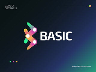 Modern and Creative Letter B Logo Design with Colorful Blend Style. Suitable for Business and Technology Logos