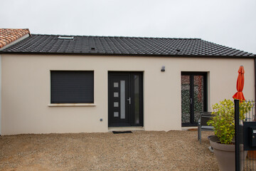aluminum black modern new house front door entrance of home building