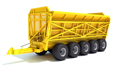 Cane Transfer Trailer farm equipment 3D rendering on white background