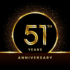 51th Anniversary Logo. Golden Anniversary template design for celebration event, invitation card, greeting card, flyer, banner, poster, double line logo, vector illustration