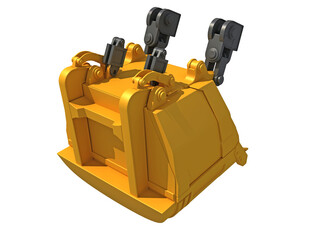 Naklejka premium Excavator Bucket heavy construction machinery 3D rendering on white background