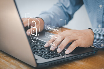 Concept of cyber security, information security and encryption, User, Login, Data protection,...