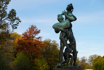 Fototapeta na wymiar Park sculpture in Bückeburg, Lower Saxony Germany, October 27, 2022