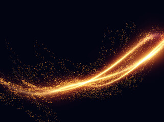 Fiery effect shiny line with bright sparks vector background.
