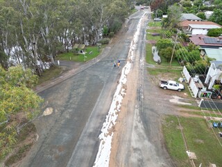 aerial view of Echuca, Australia extreme flooding from the Murray River and Campaspe River