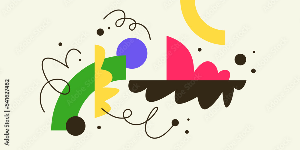Poster modern geometric composition of various shapes. illustration for design. abstract background in the 