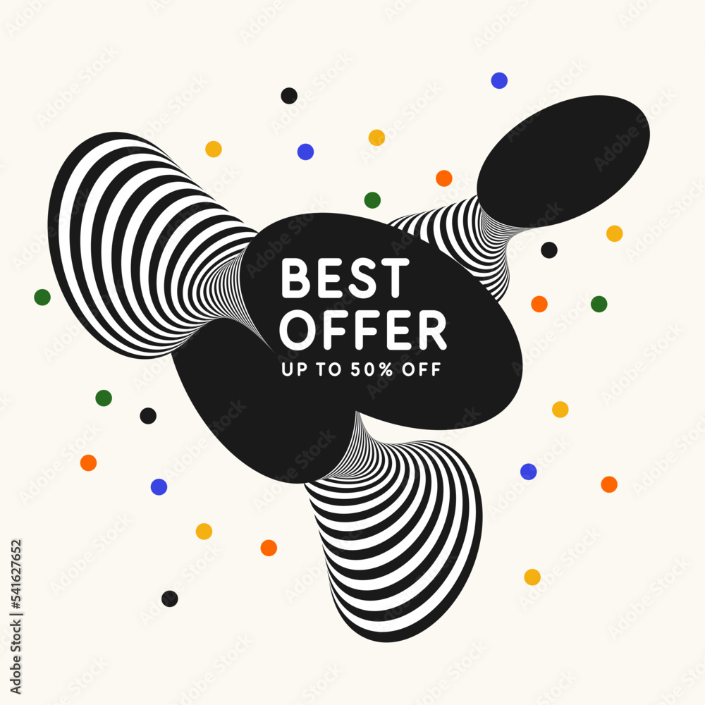 Poster abstract vector poster with line shapes in a modern style on the background. banner best offer.