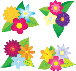 Set of Flowers Vector illustration. Flower Image or clip art.