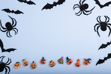 Halloween background decorations colorful cute funny spooky little pumkin  bats