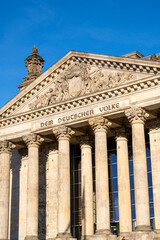 Detail of the entrance portal of the Reichstag in Berlin, the german parliament building