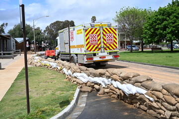 Echuca, Australia extreme flooding from the Murray River and Campaspe River Flooded town