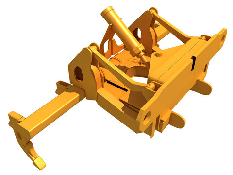 Excavator Fork Bucket heavy construction machinery 3D rendering on white background